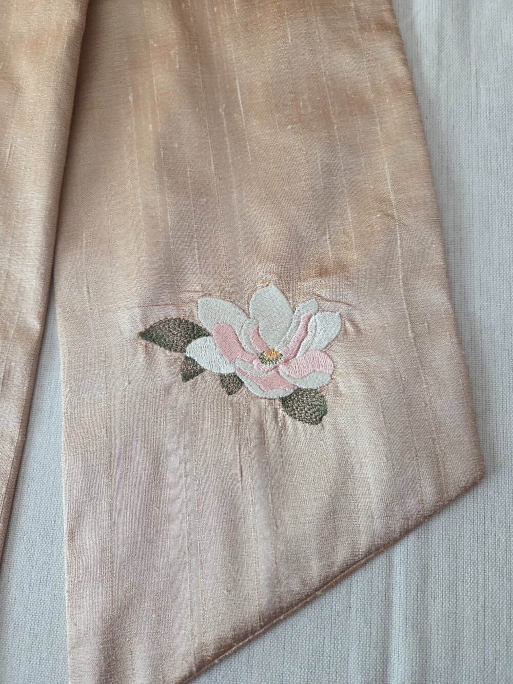 Southern Magnolia Wreath Sash on Dupioni Silk Fabric--$35